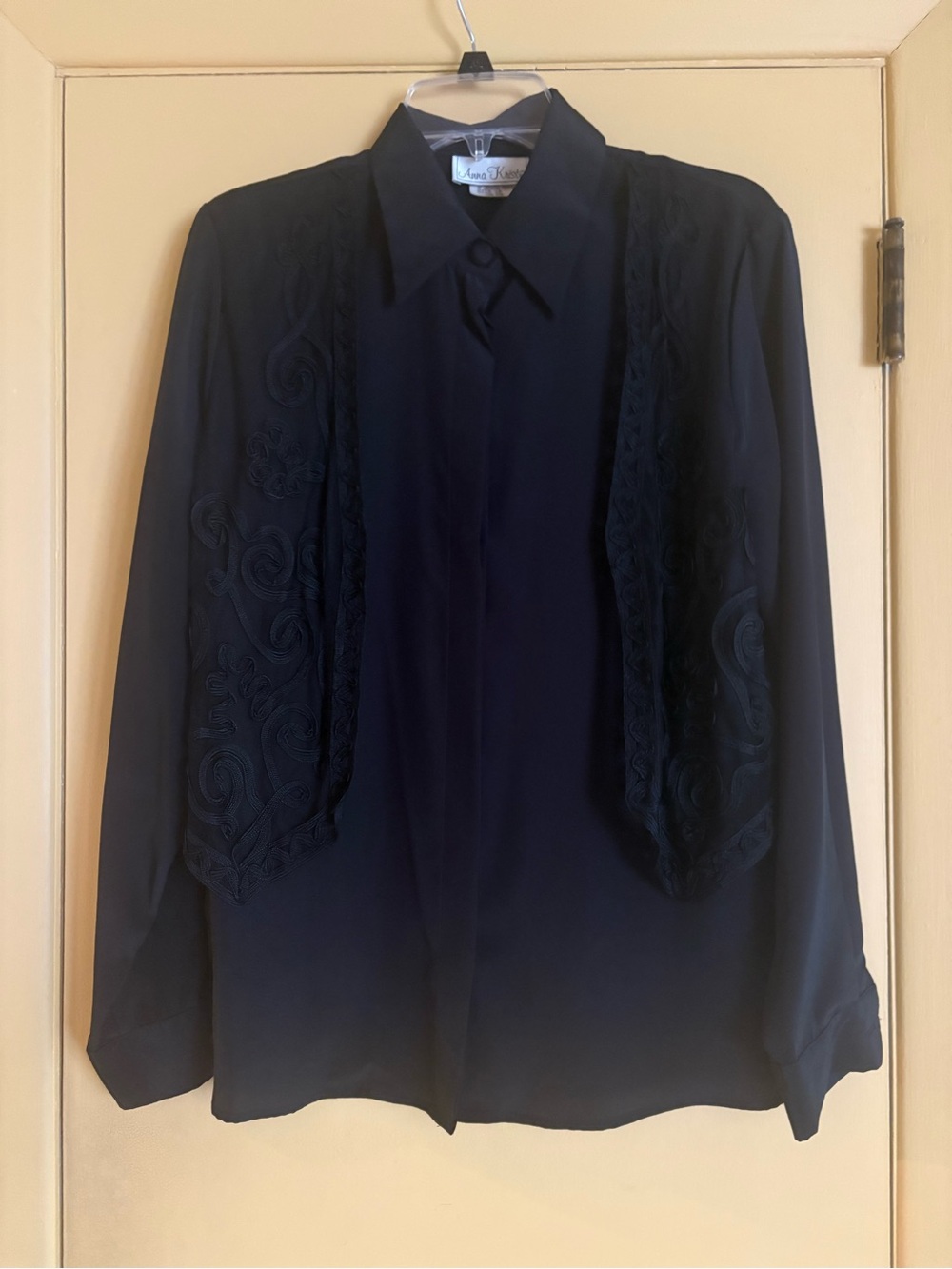 Vintage Anna Kriste 80’s Black Blouse size 10 AV13 - Picture 7 of 7